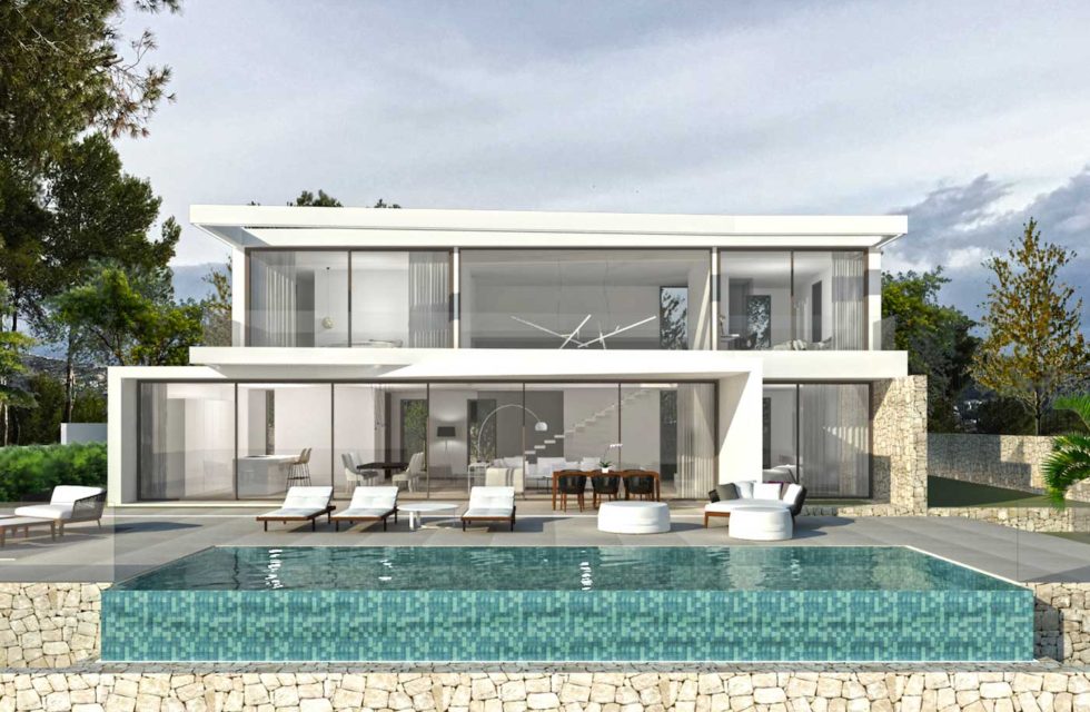 Modern villa with sea view for sale in Moraira